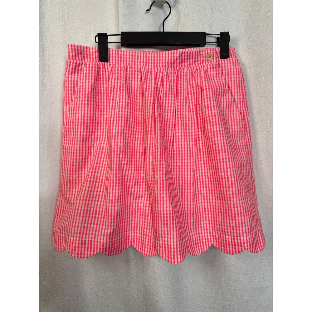 355. Lilly Pulitzer Pink Gingham Scallop Hem Skirt Size Small