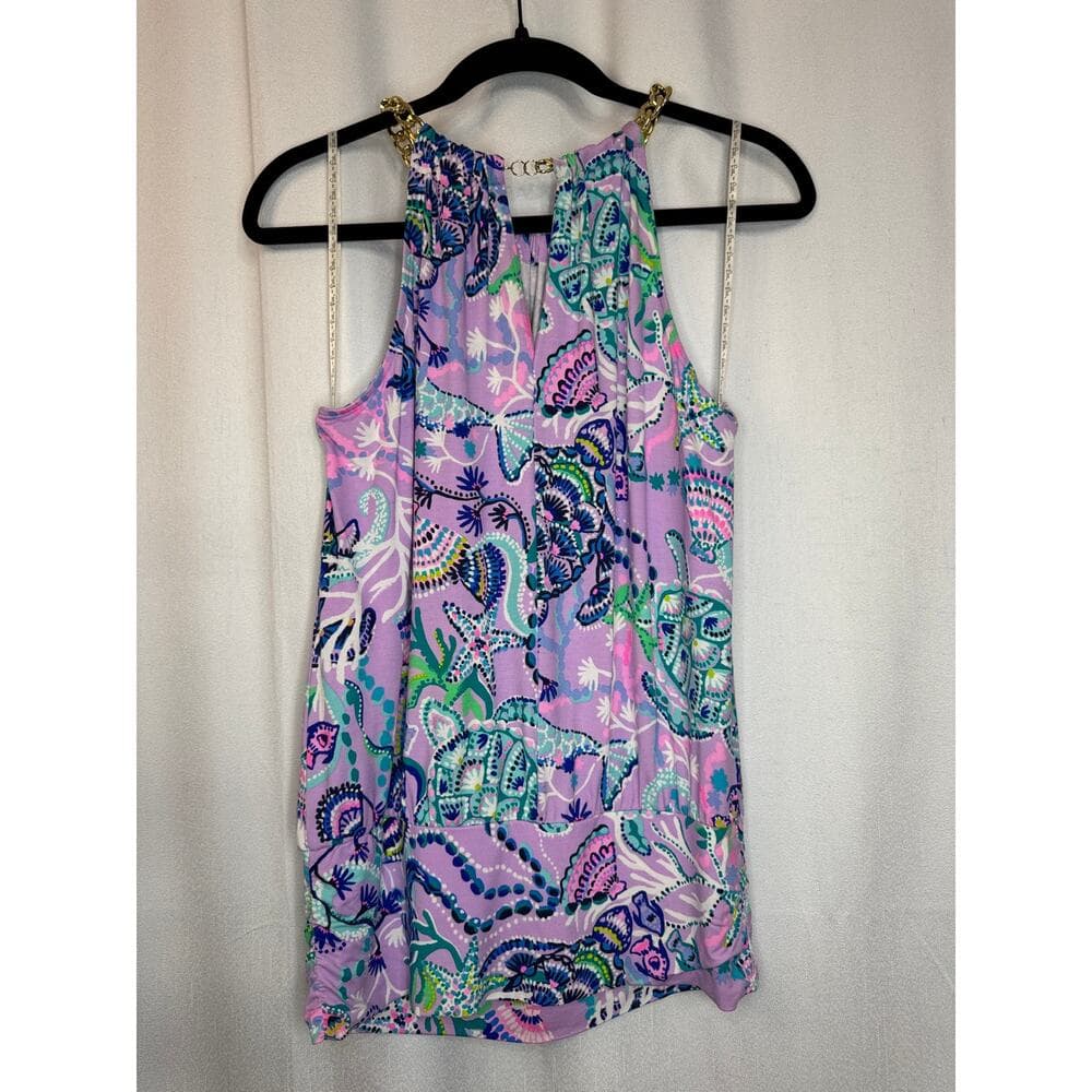 363. Lilly Pulitzer Halter Tank Top Purple Sea Life Print Size S - Thumbnail 6