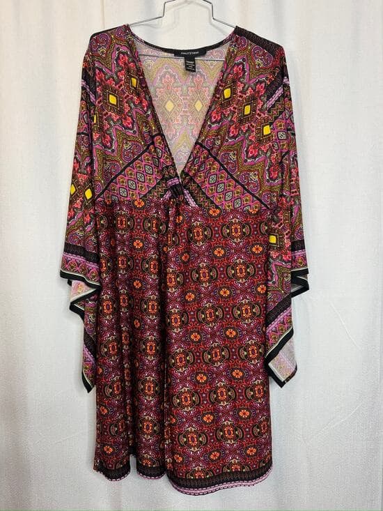381. Ashley Stewart Paisley Boho Kimono Sleeve Dress Size 14/16 - Thumbnail 8