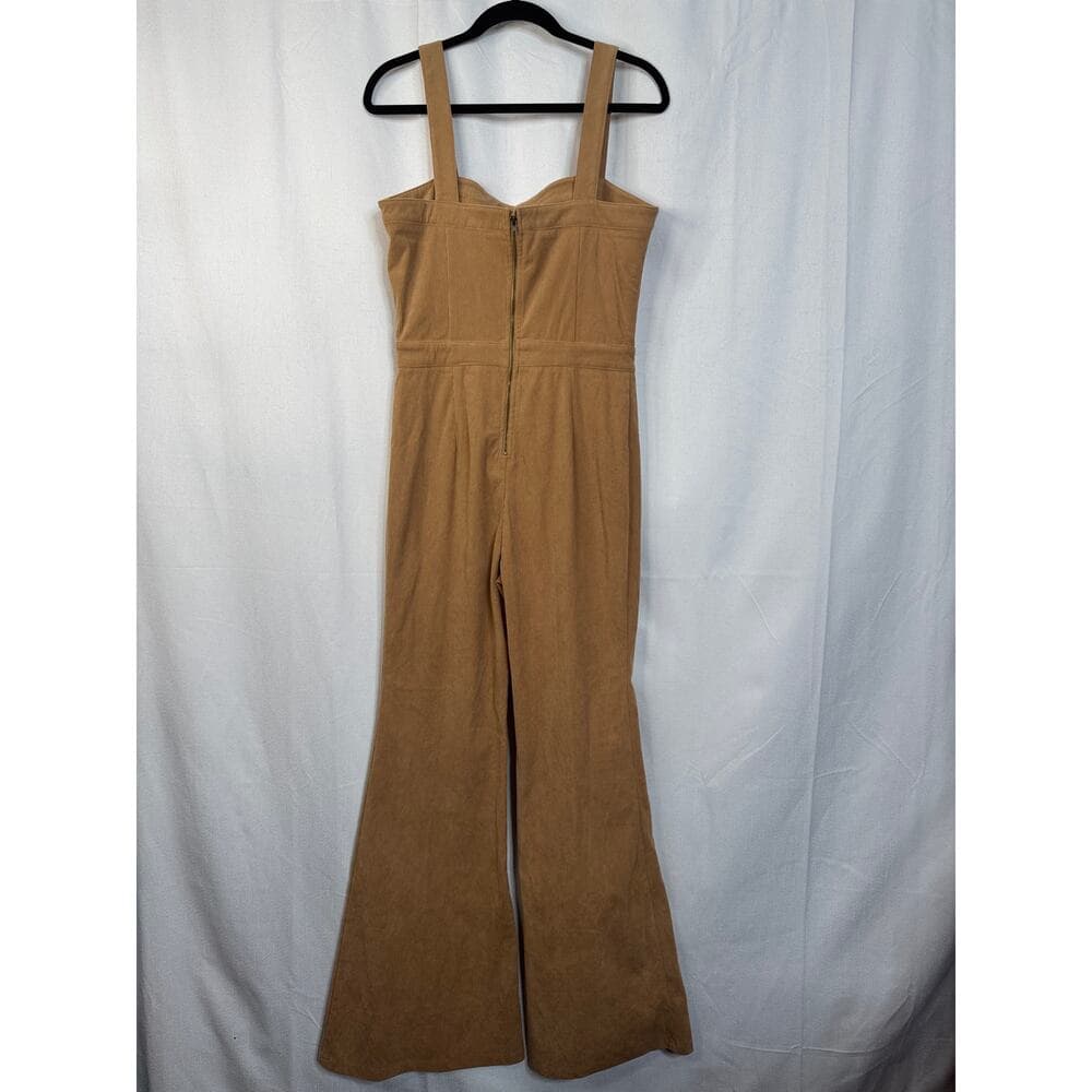 351. Jealous Tomato Camel Ribbed Flare Leg Jumpsuit NWOT Large - Thumbnail 4