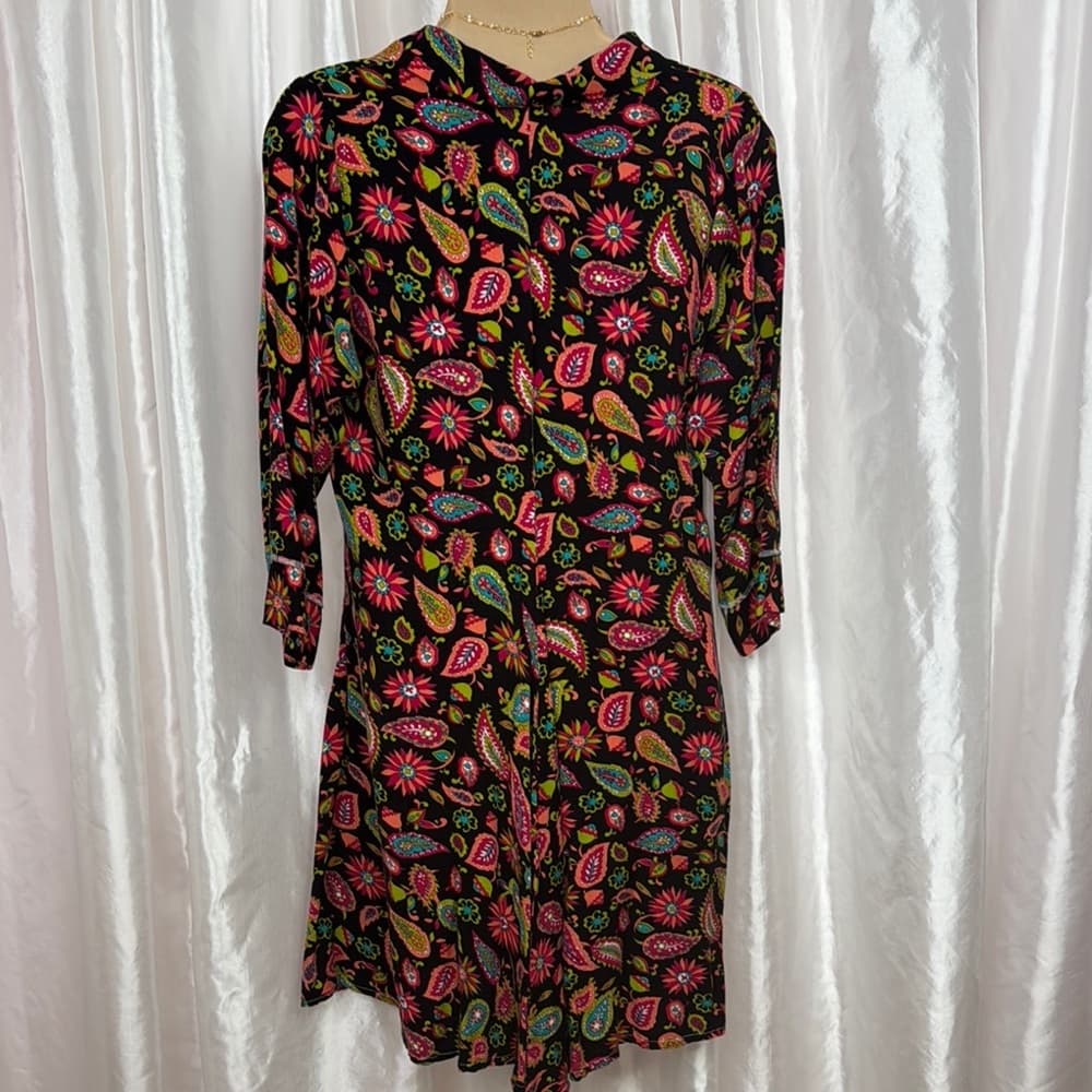 100. Lookyta Black Floral Paisley Tunic Dress – Size M - Thumbnail 2