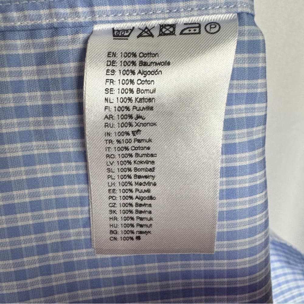 326. Eton Contemporary Blue Check 100% Cotton Dress Shirt 16.5 / 42 - Thumbnail 6