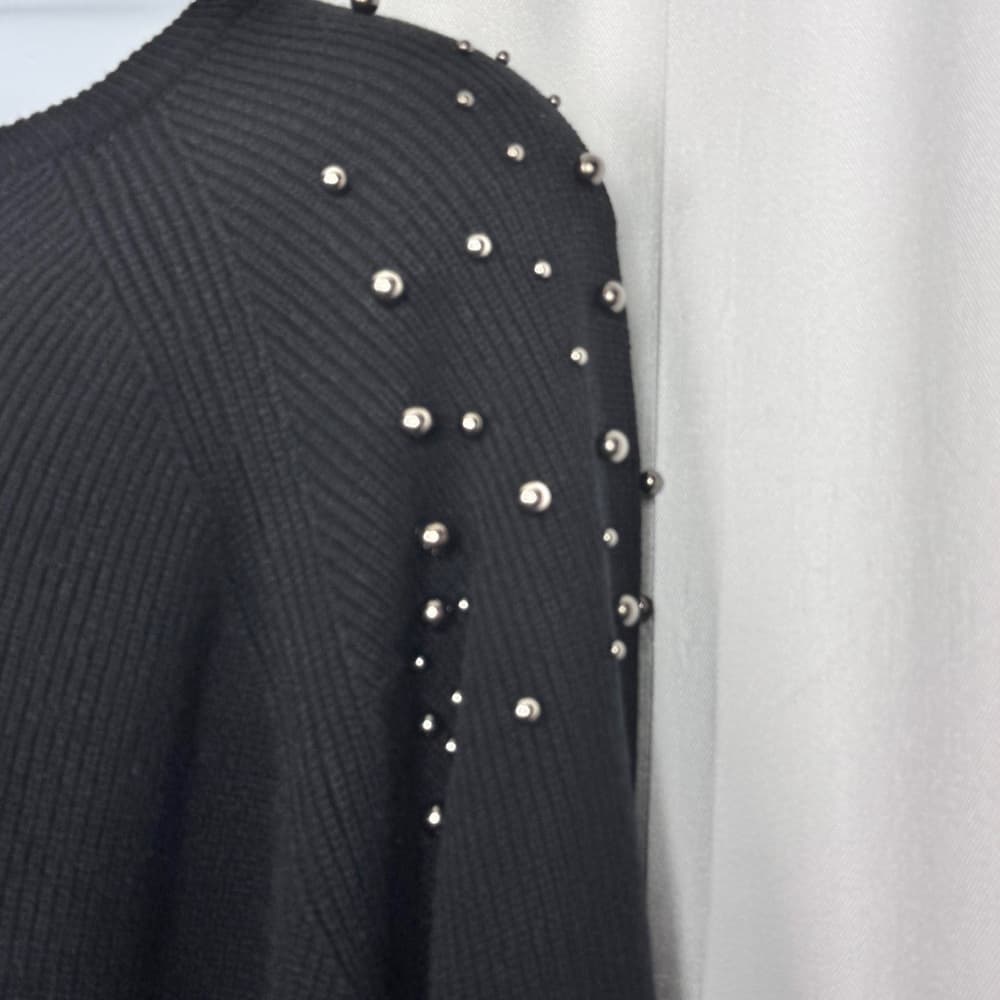312. NWT INC International Concepts Black Studded Shoulder Knit Sweater 4X - Thumbnail 4