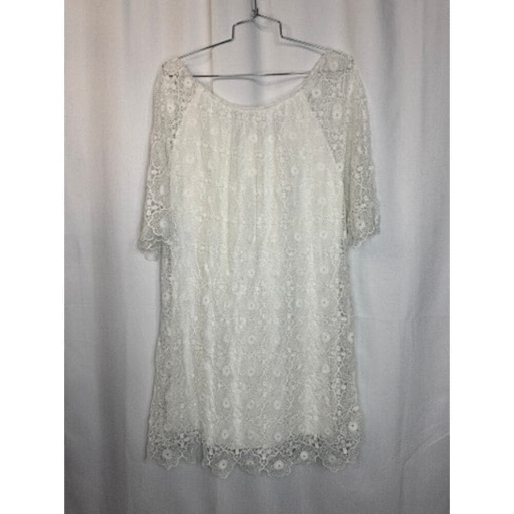 366. Cherish Made in Italy White Lace Overlay Dress Size 8 - Thumbnail 3
