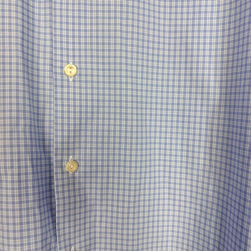 326. Eton Contemporary Blue Check 100% Cotton Dress Shirt 16.5 / 42 - Thumbnail 3