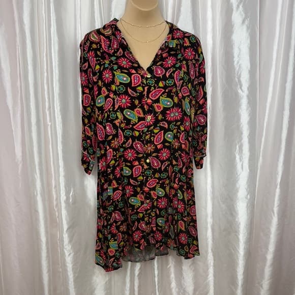 100. Lookyta Black Floral Paisley Tunic Dress – Size M - Thumbnail 7