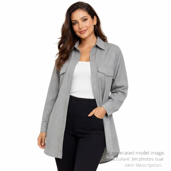 132. ZARA Gray Shirt Dress XS - Thumbnail 10
