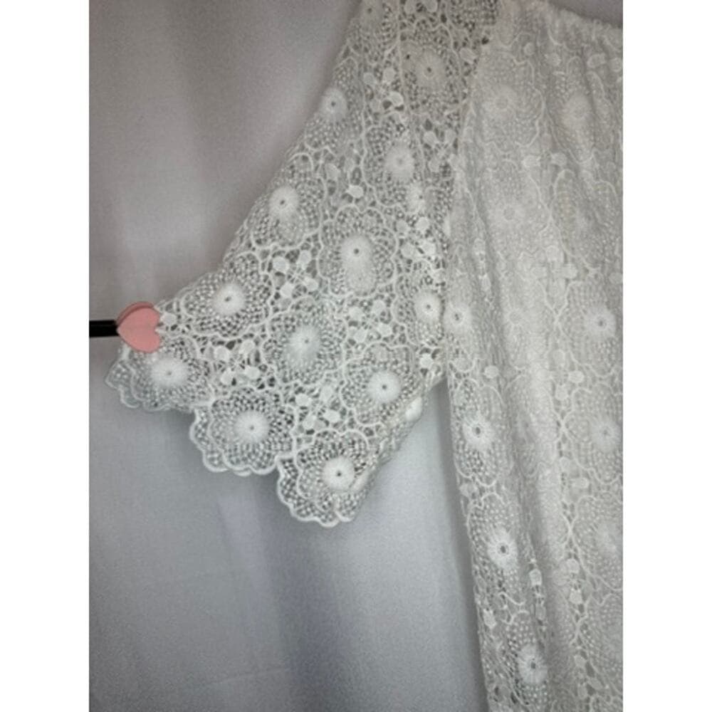 366. Cherish Made in Italy White Lace Overlay Dress Size 8 - Thumbnail 4