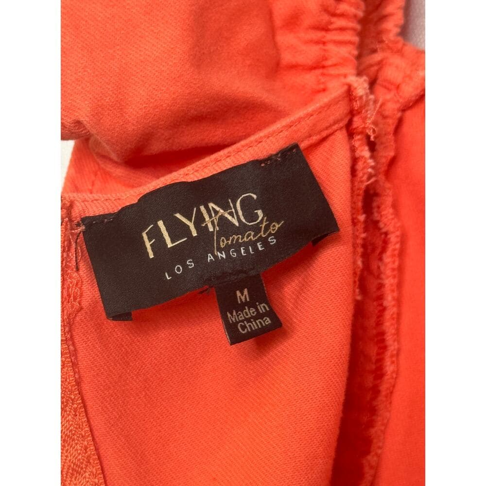 350. Flying Tomato Coral Ruffle Sleeve Romper Medium - Thumbnail 4