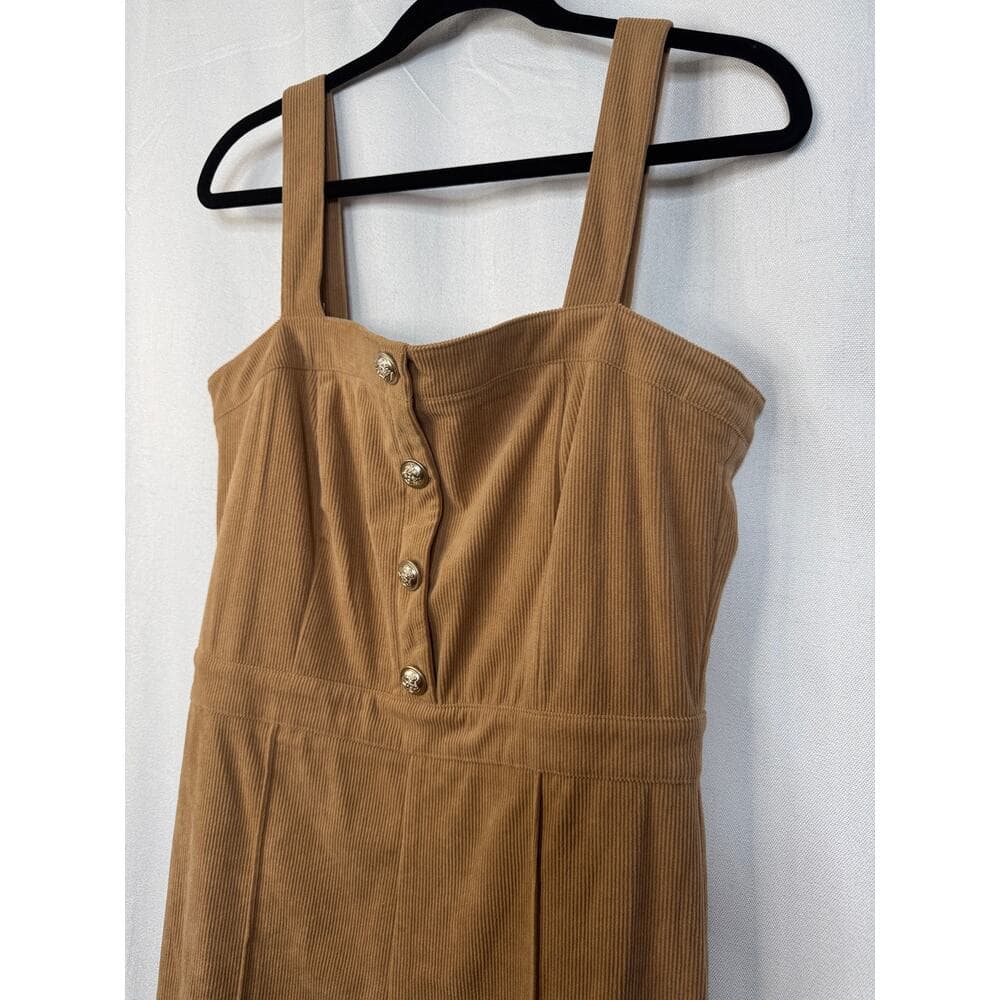 351. Jealous Tomato Camel Ribbed Flare Leg Jumpsuit NWOT Large - Thumbnail 2