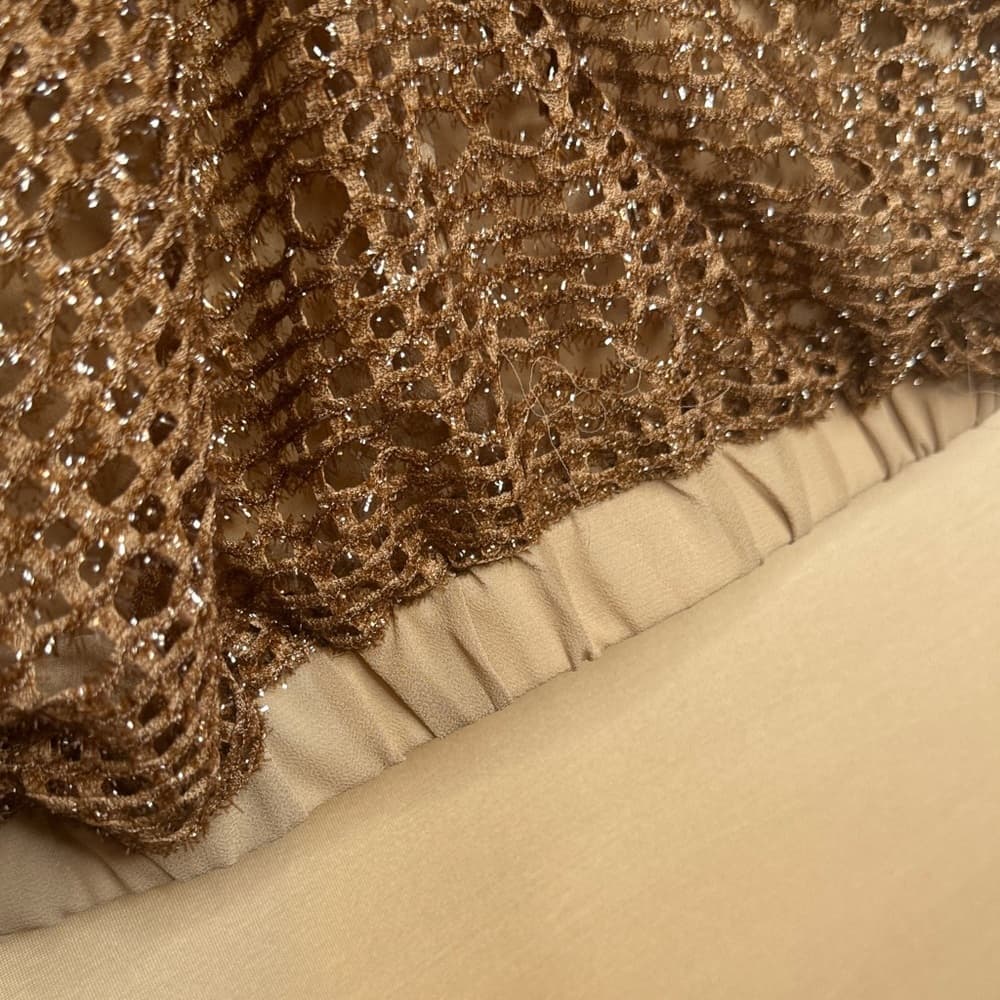 65. Aaron & Amber Metallic Crochet Long Sleeve Cropped Top Size M - Thumbnail 6