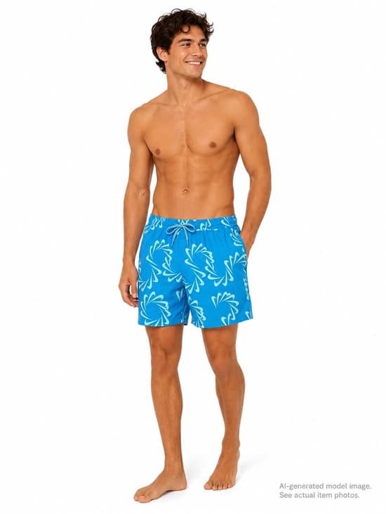 343. NWT Nike Swim Blue Logo Print Swim Trunks XL - Thumbnail 9