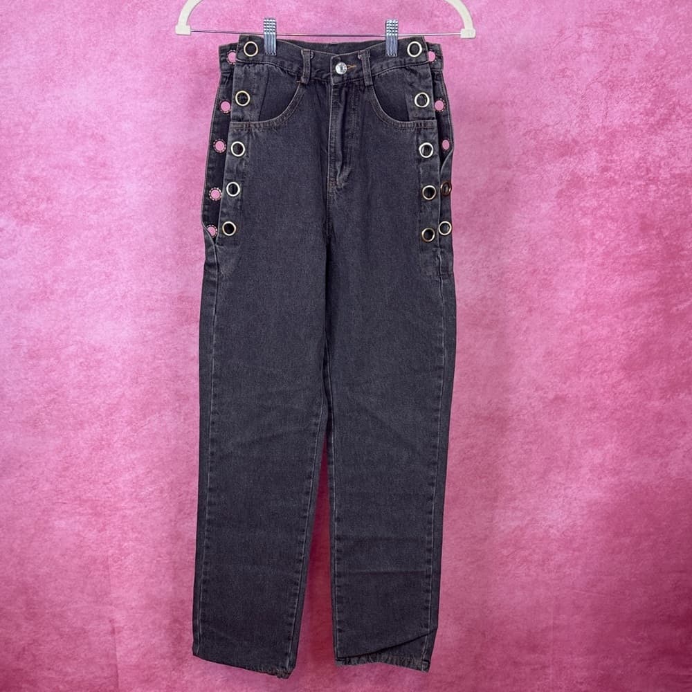 146. No1 Los Angeles Side Grommet Chain Pants Size S - Thumbnail 2