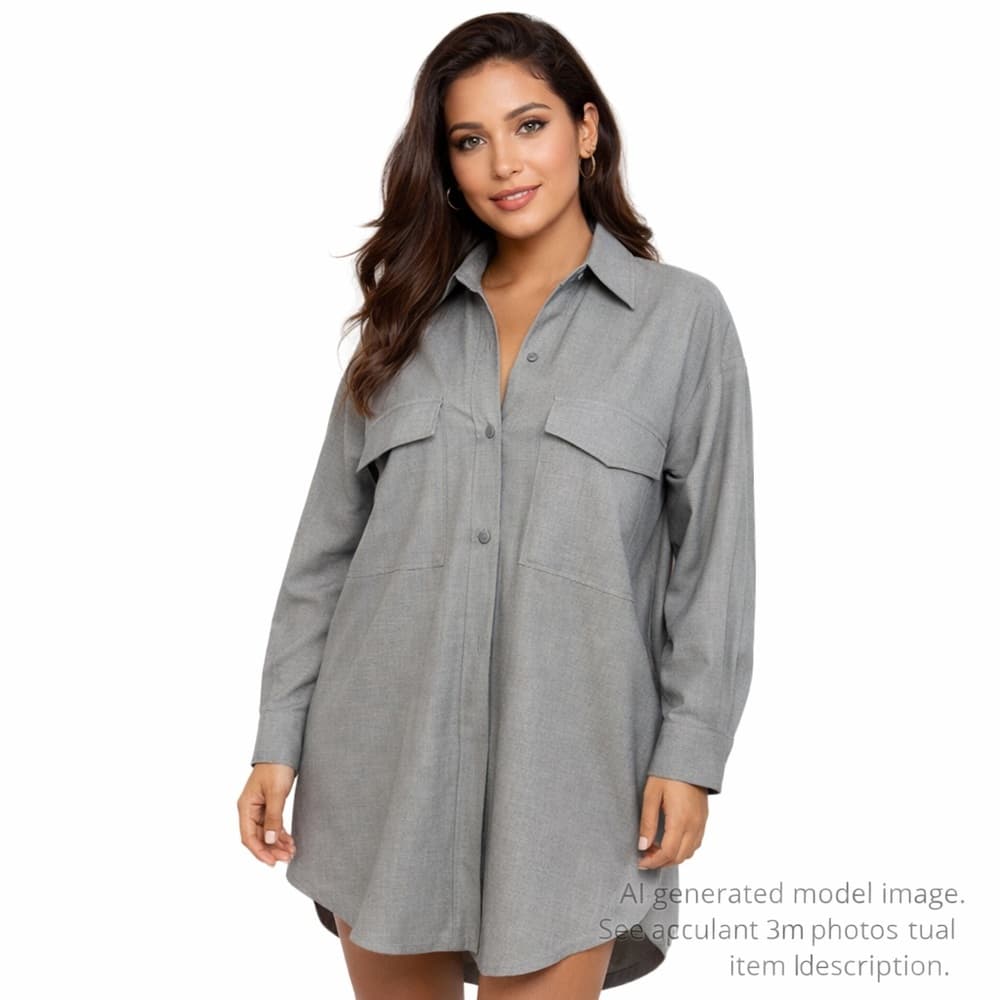 132. ZARA Gray Shirt Dress XS - Thumbnail 7