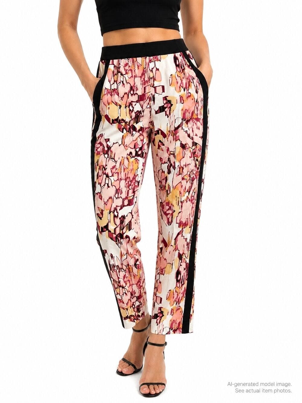 361. Donna Karan New York NWT Abstract Floral Ankle Pants Size 10 - Thumbnail 8