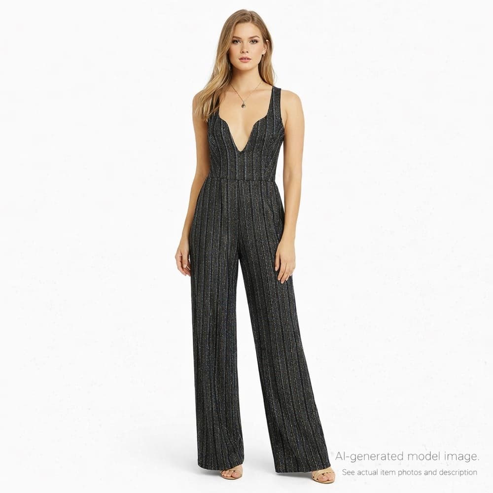 280. Blāshe Metallic Striped Jumpsuit M - Thumbnail 8