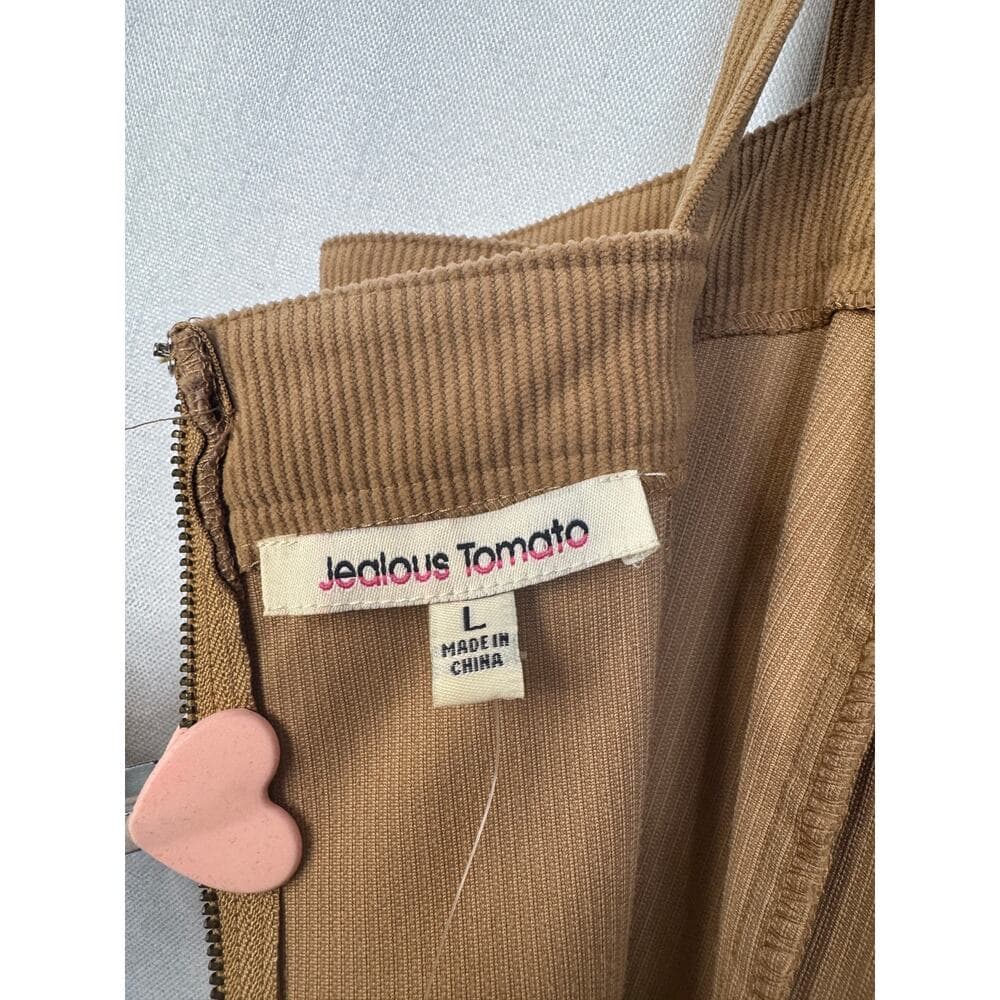 351. Jealous Tomato Camel Ribbed Flare Leg Jumpsuit NWOT Large - Thumbnail 5