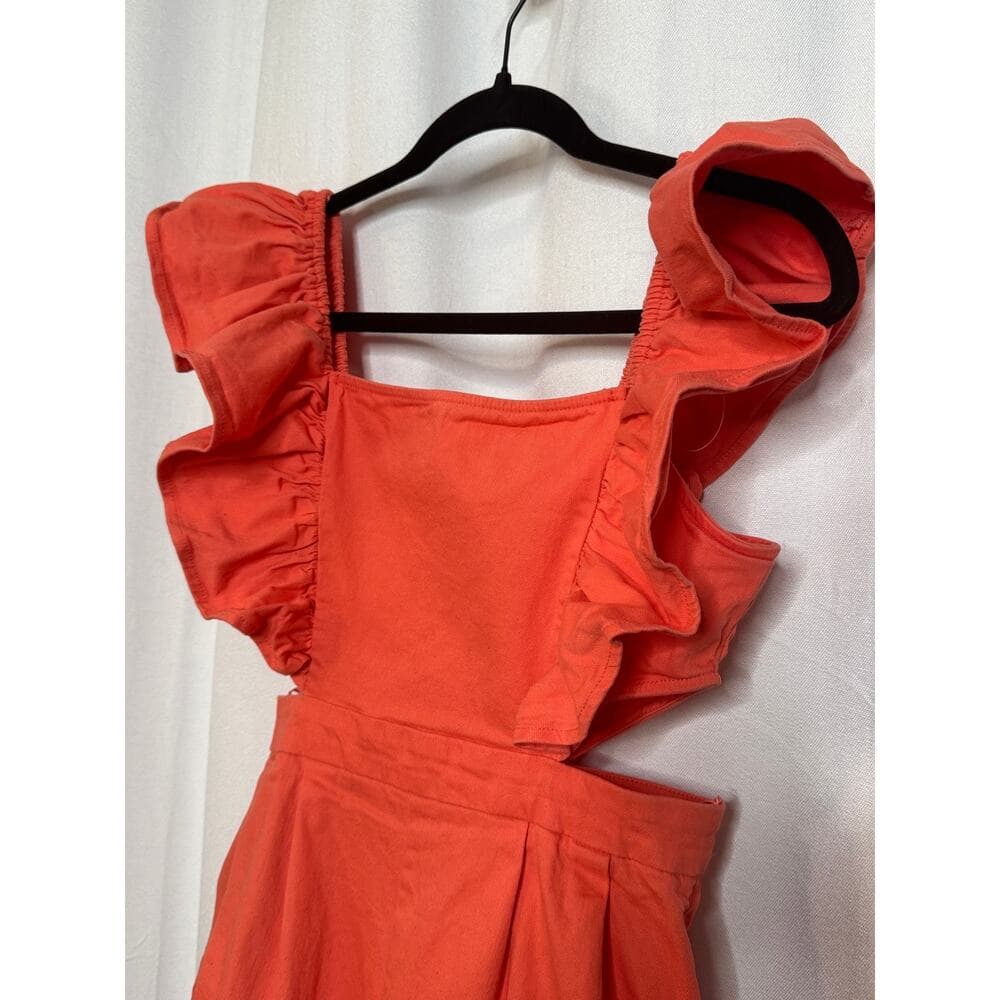 350. Flying Tomato Coral Ruffle Sleeve Romper Medium - Thumbnail 2