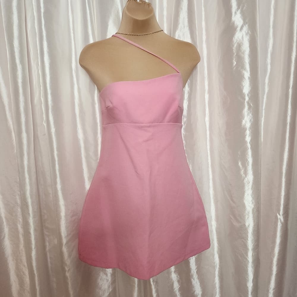107. ZARA Elegant Pink One-Shoulder Dress - Thumbnail 7
