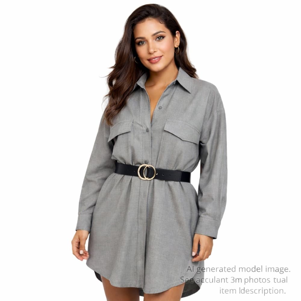 132. ZARA Gray Shirt Dress XS - Thumbnail 8