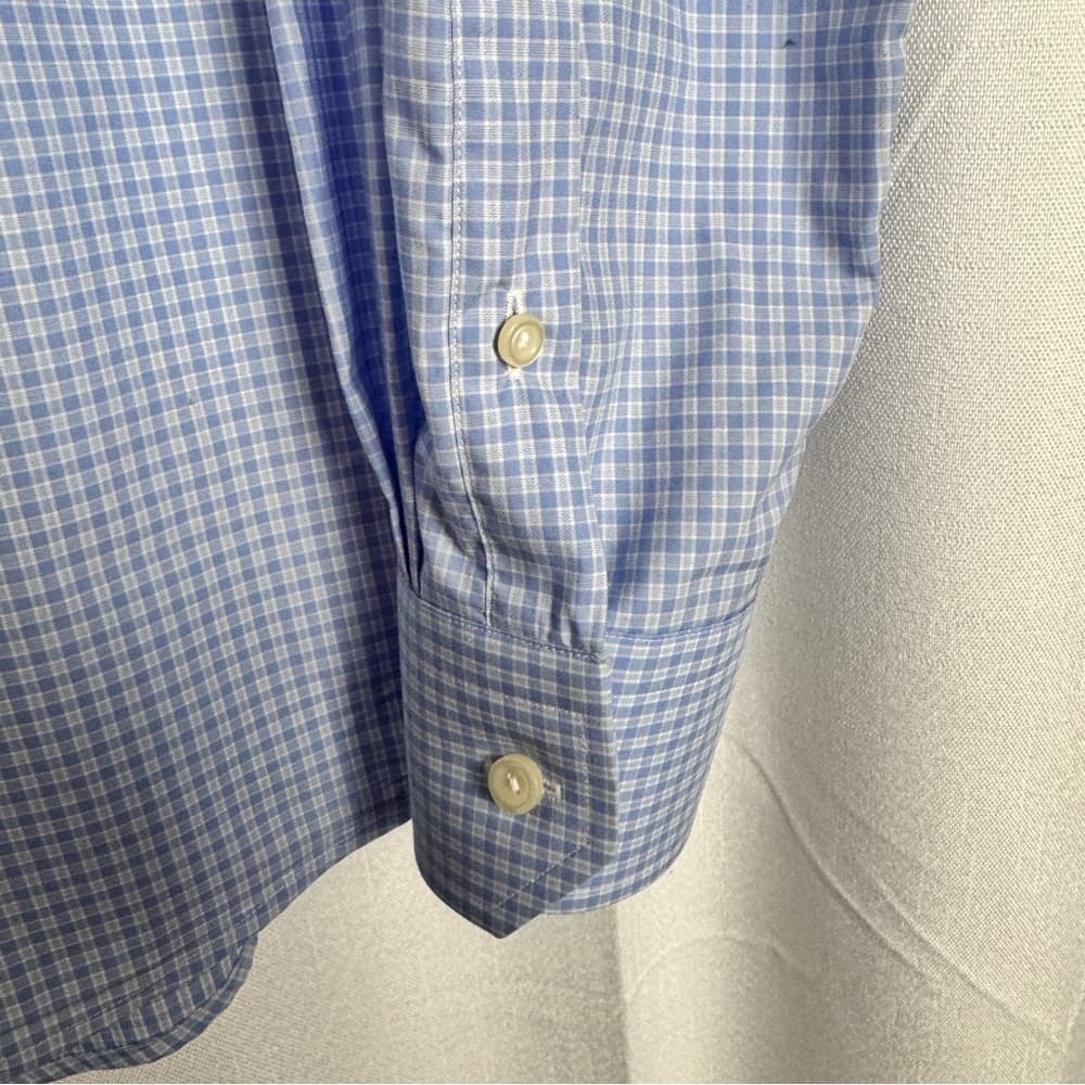 326. Eton Contemporary Blue Check 100% Cotton Dress Shirt 16.5 / 42 - Thumbnail 5