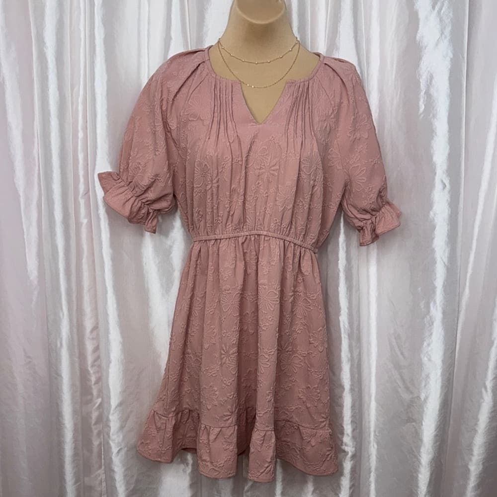 71. New In Cute Pink Floral Texture Dress Small - Thumbnail 7