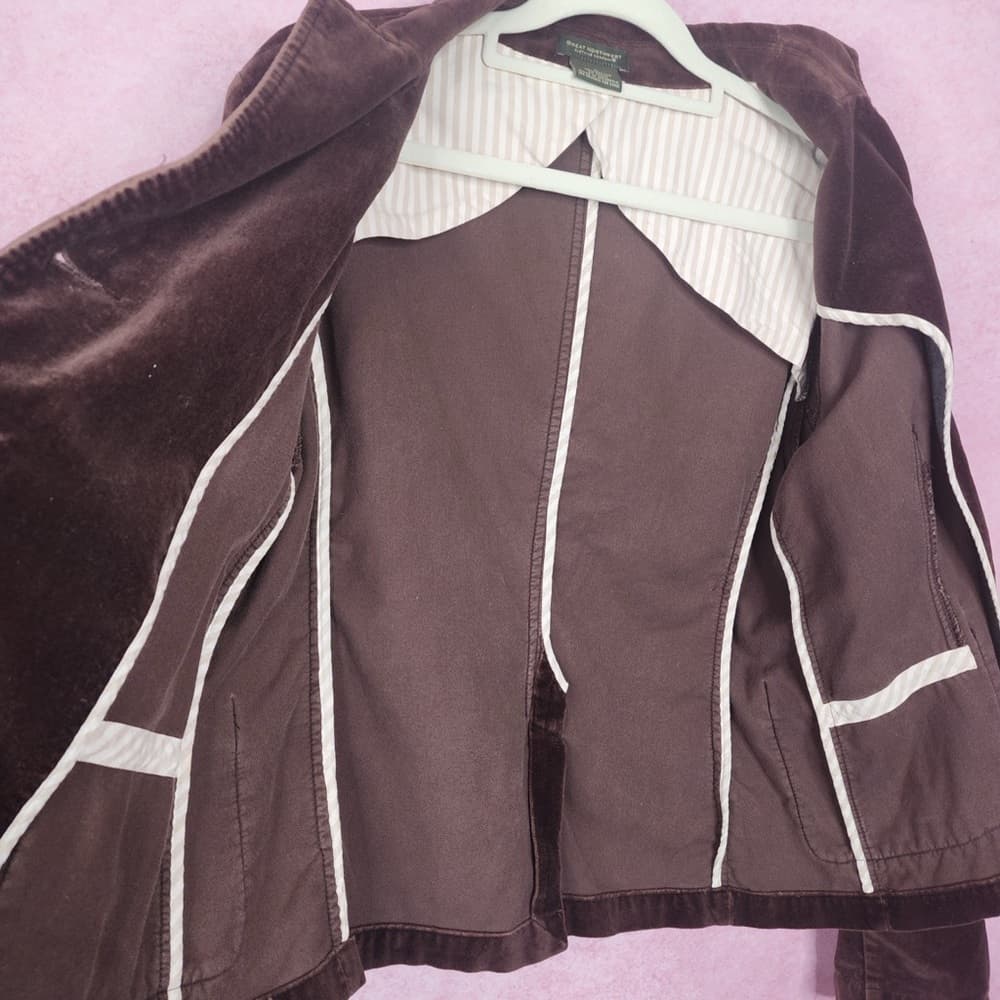 192. Great Northwest Clothing Company Deep Brown Velvet Blazer L - Thumbnail 4