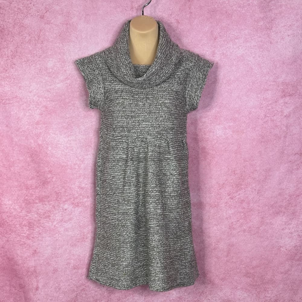 249. TYLER BOE Cowl Neck Knit Lambswool Blend Sweater Dress Gray Pleats Size S - Thumbnail 2