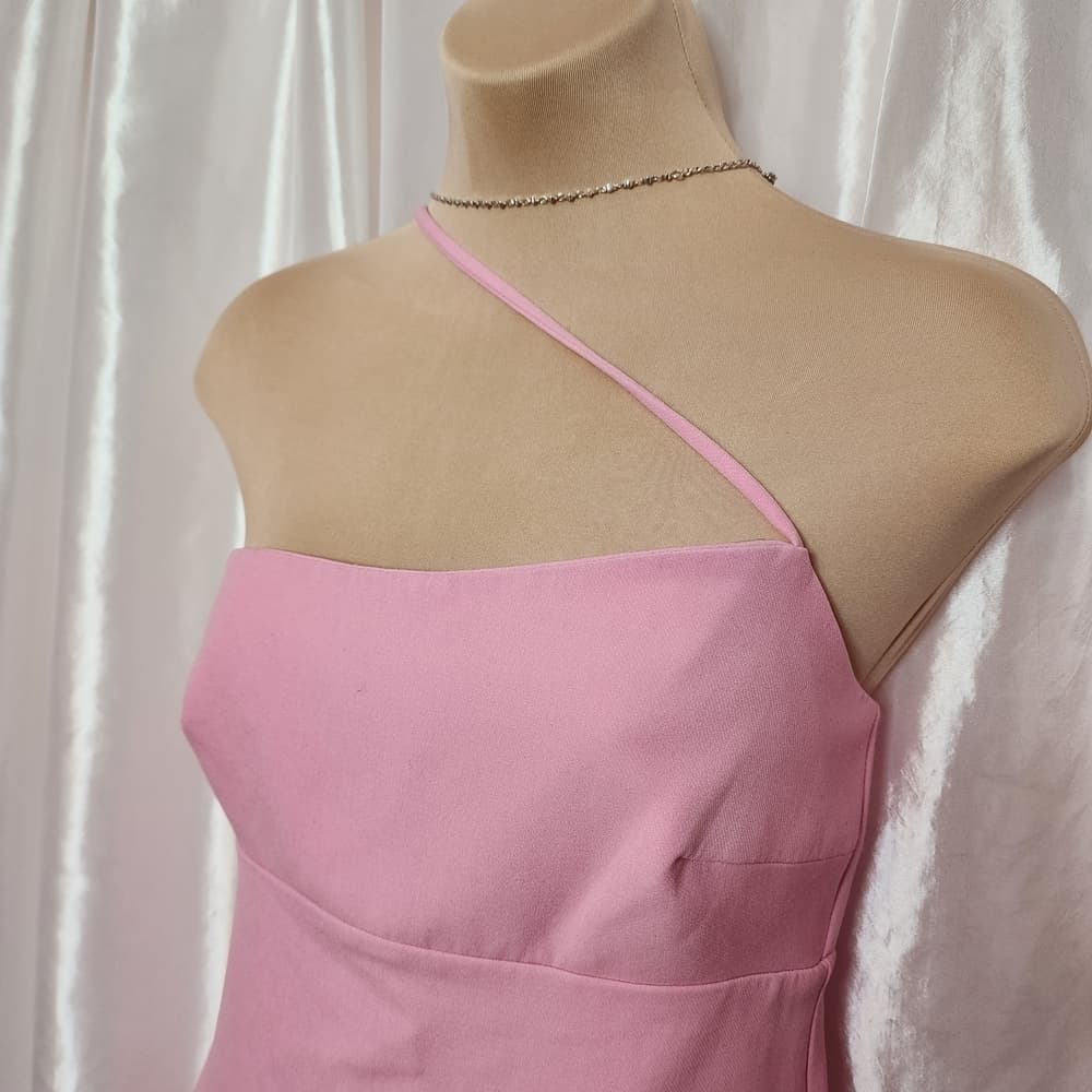 107. ZARA Elegant Pink One-Shoulder Dress - Thumbnail 3