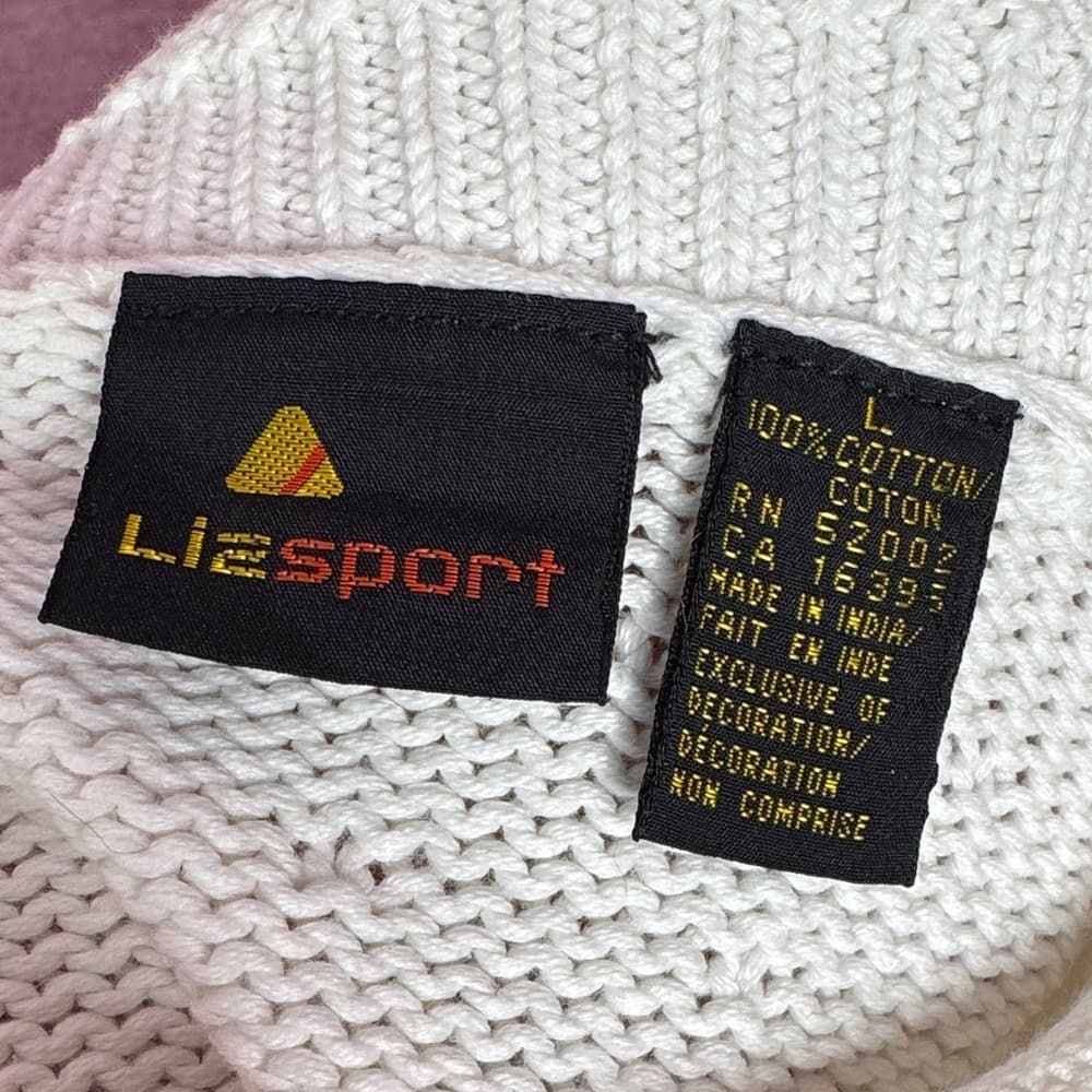 162. Lizsport Vintage Floral Knit Sweater White Size L