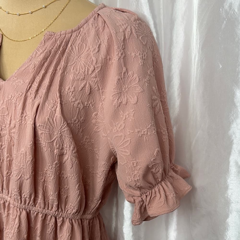 71. New In Cute Pink Floral Texture Dress Small - Thumbnail 2