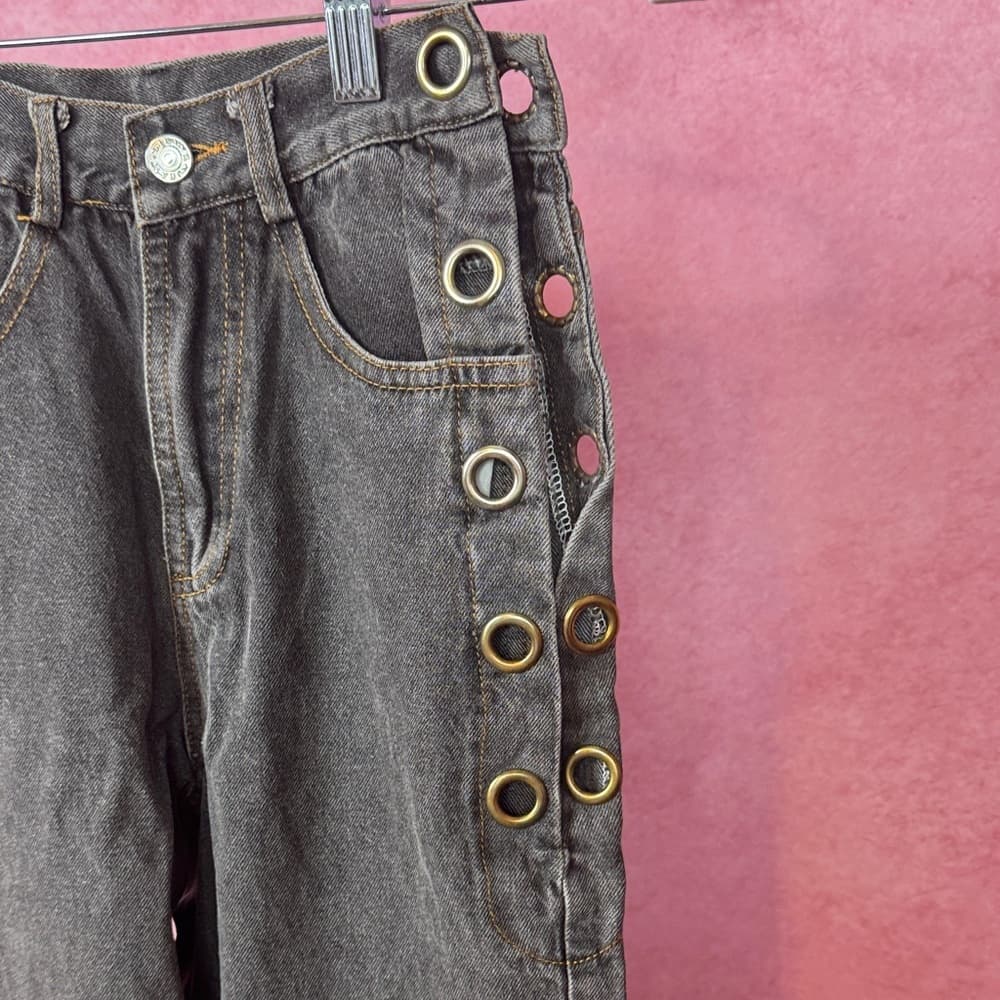 146. No1 Los Angeles Side Grommet Chain Pants Size S - Thumbnail 4