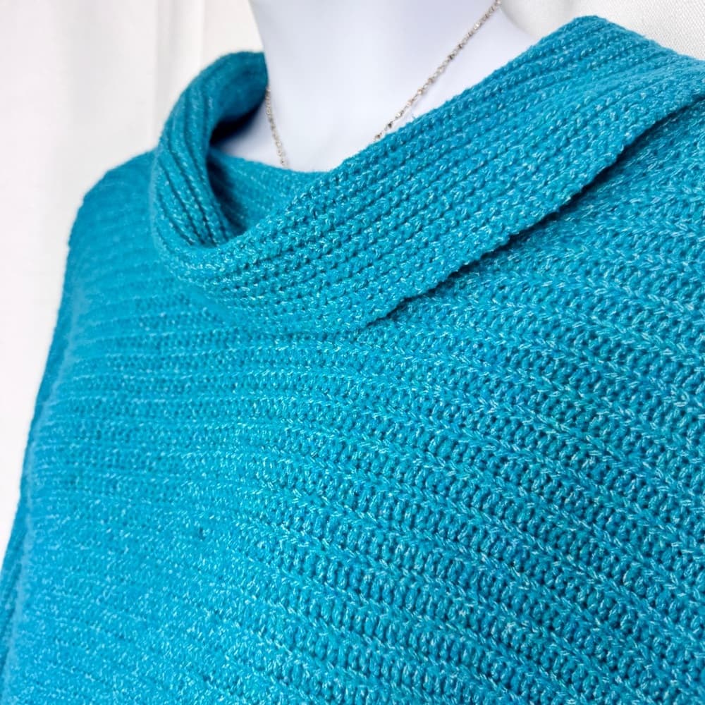 301. Anthropologie A+ Teal Knit Cowl Neck Sweater Coat 2X - Thumbnail 3