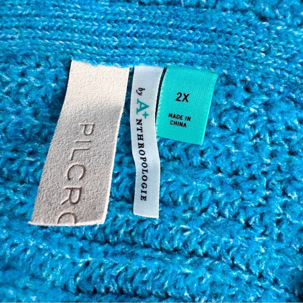 301. Anthropologie A+ Teal Knit Cowl Neck Sweater Coat 2X