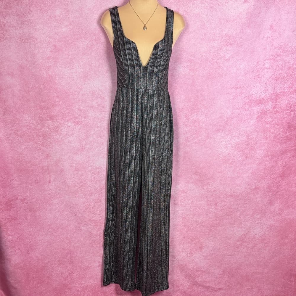280. Blāshe Metallic Striped Jumpsuit M - Thumbnail 2