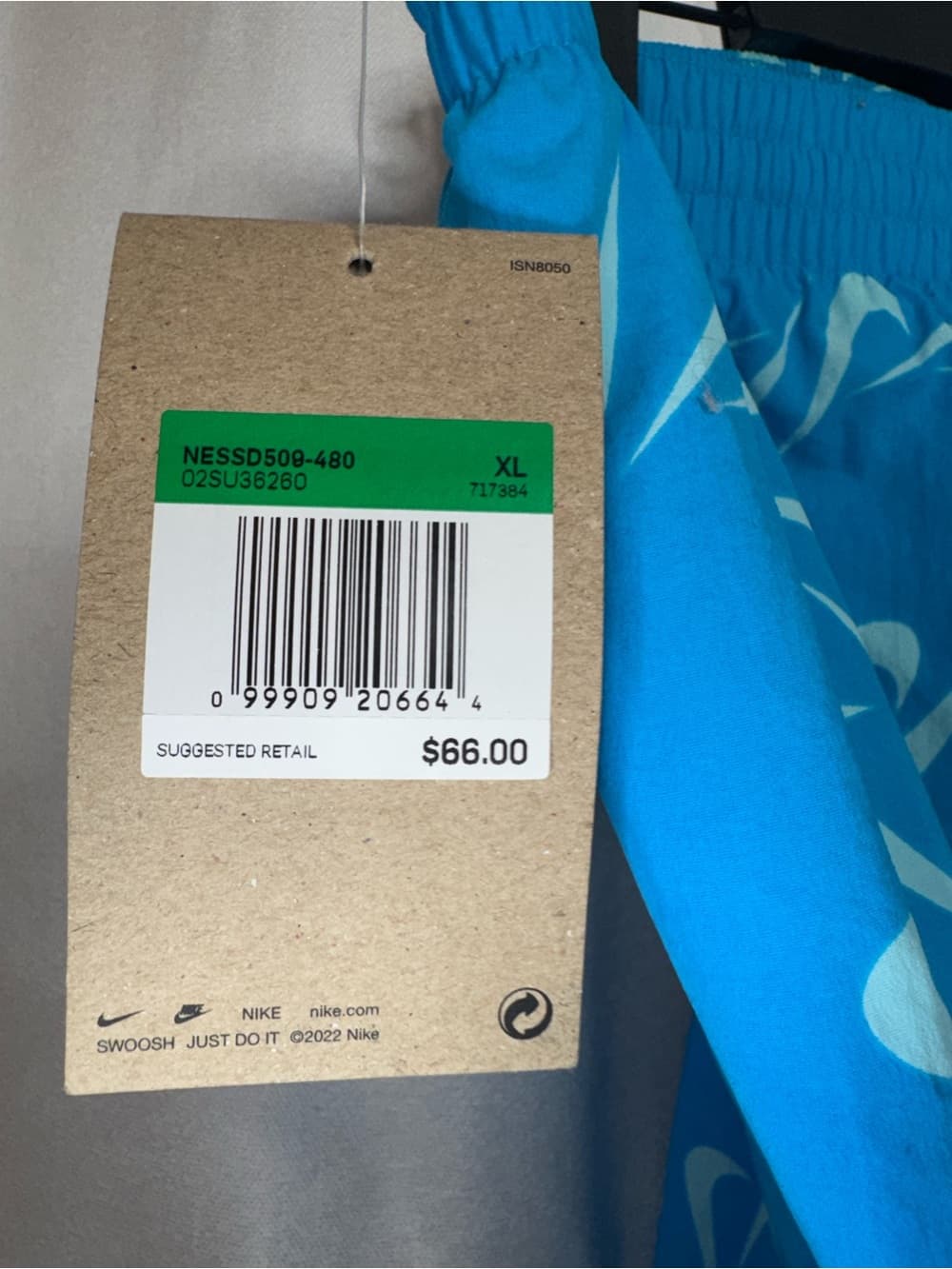 343. NWT Nike Swim Blue Logo Print Swim Trunks XL - Thumbnail 6