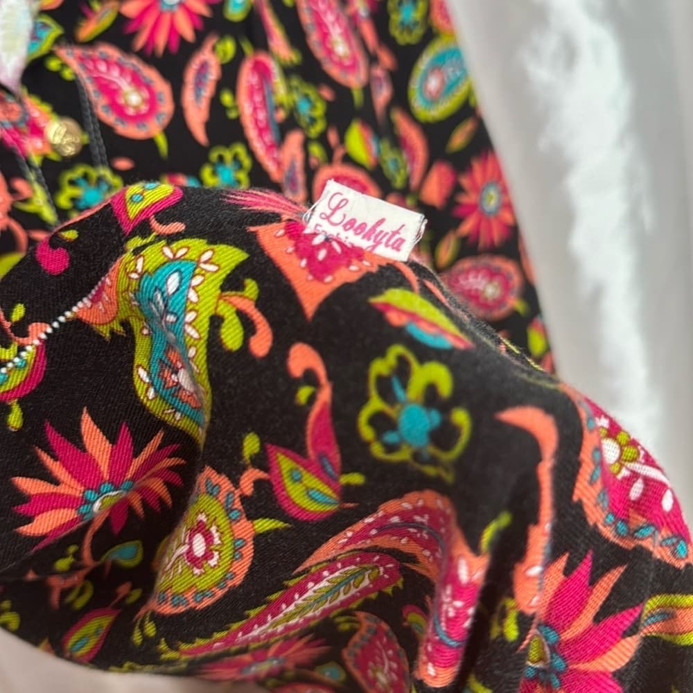 100. Lookyta Black Floral Paisley Tunic Dress – Size M - Thumbnail 4