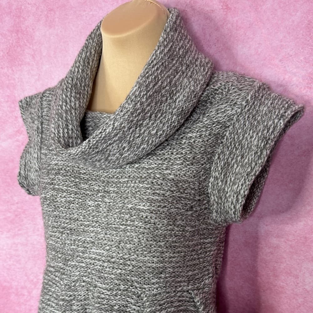 249. TYLER BOE Cowl Neck Knit Lambswool Blend Sweater Dress Gray Pleats Size S - Thumbnail 3