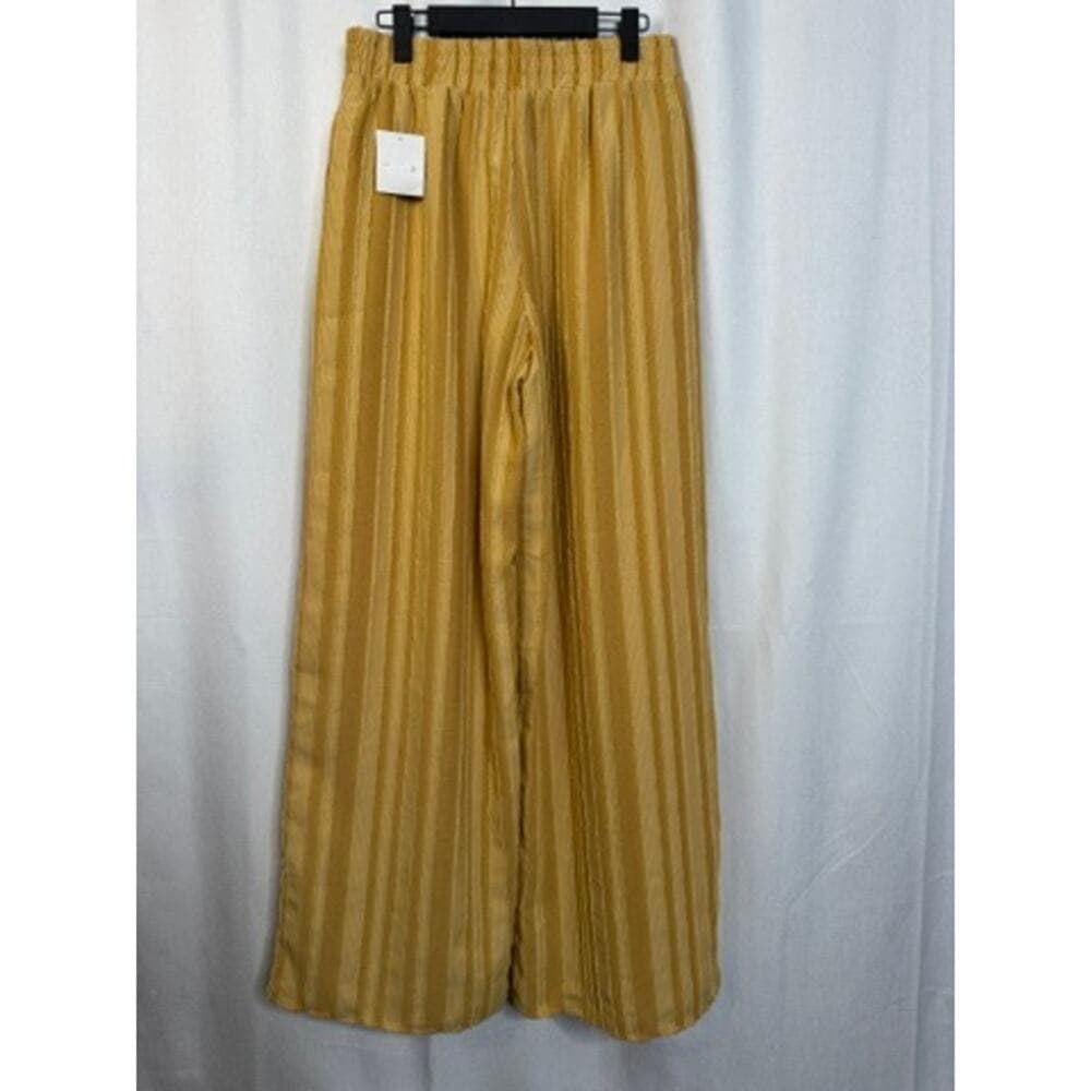 383. Forever 21 Textured Stripe Wide Leg Pants Size M NWT - Thumbnail 2