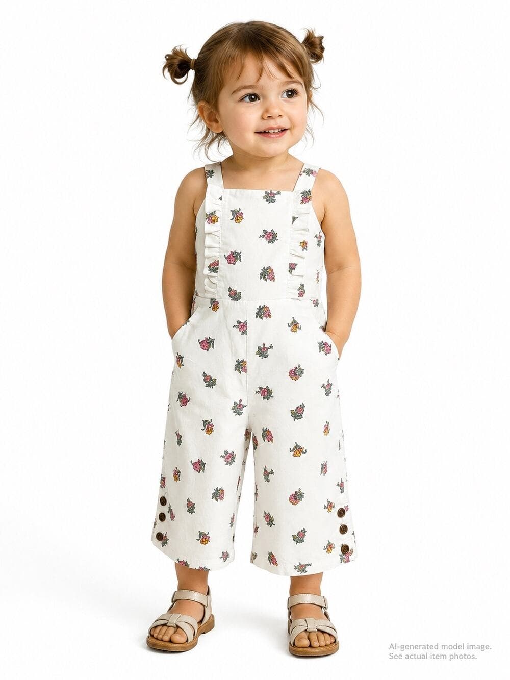 359. Janie and Jack NWT Floral Wide Leg Jumpsuit Girls Size 4 - Thumbnail 10