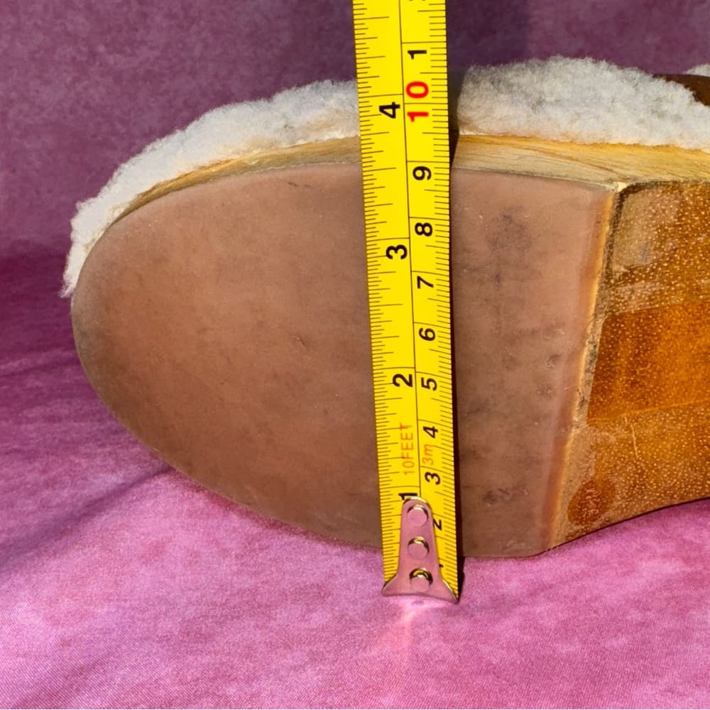 271. Tory Burch Shearling Chain Clog Mules Wooden Heel 9.5M - Thumbnail 11