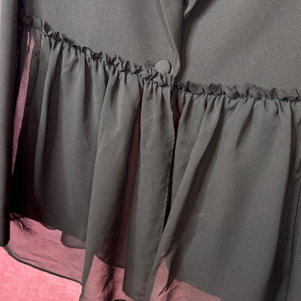 155. Simply Vera Vera Wang Black Blazer with Chiffon Hem Size M - Thumbnail 5