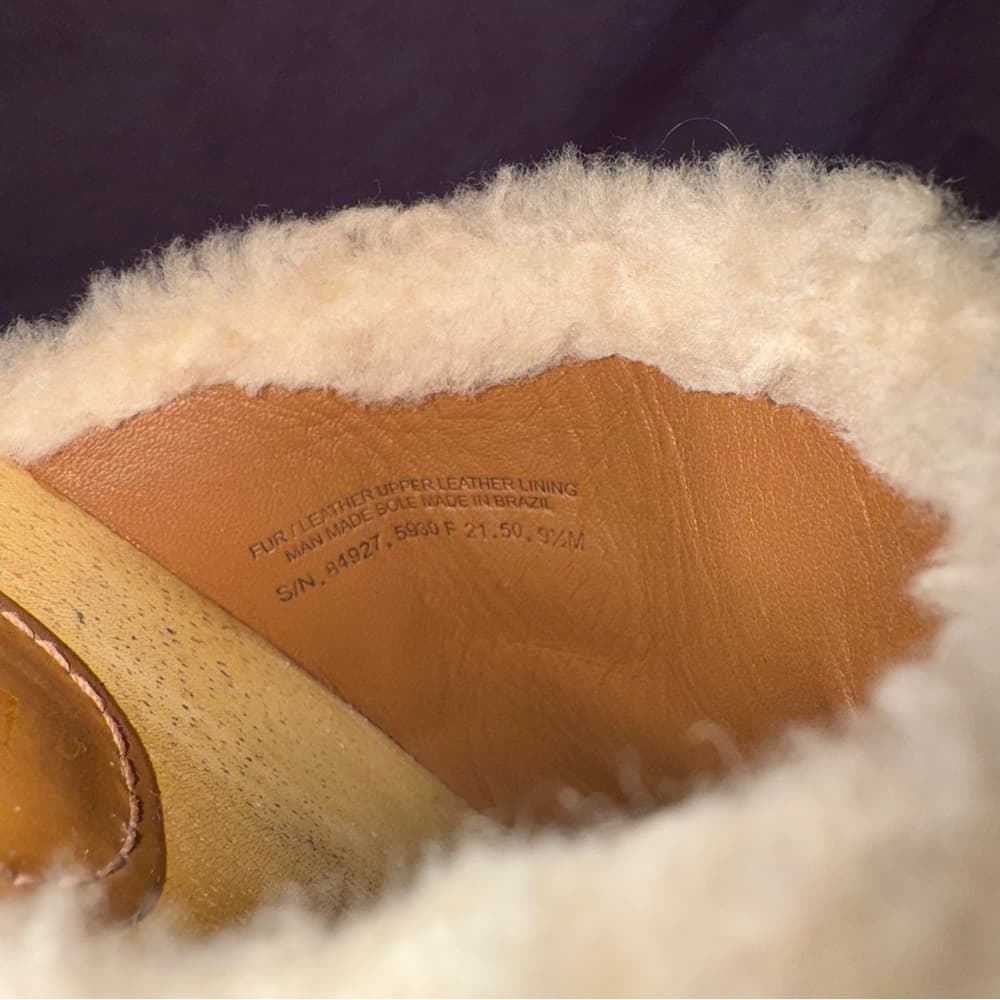 271. Tory Burch Shearling Chain Clog Mules Wooden Heel 9.5M - Thumbnail 8