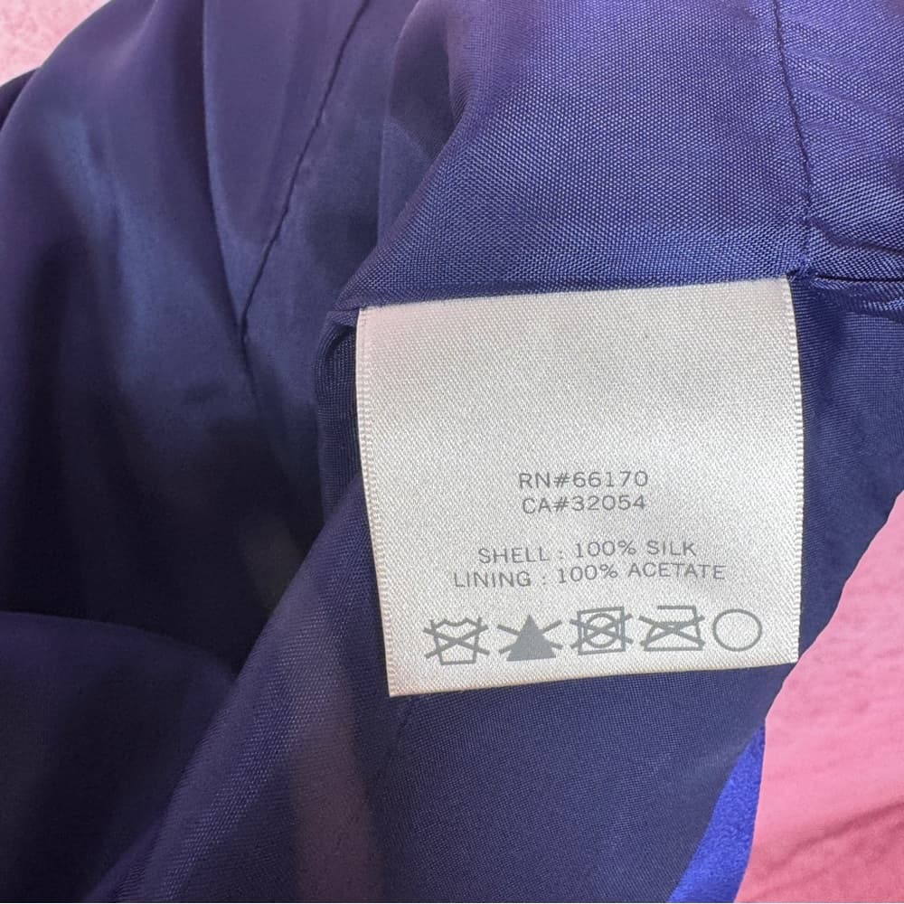 220. Anthropologie VA ET VIEN Silk Royal Blue Ruffle Halter Dress Size 4 - Thumbnail 7