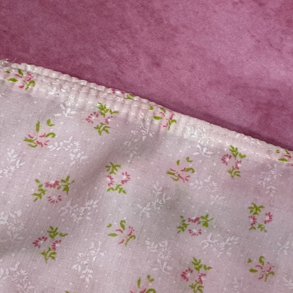 160. Vintage Floral Pajama Set Pink White Lace Trim Size M/L - Thumbnail 9