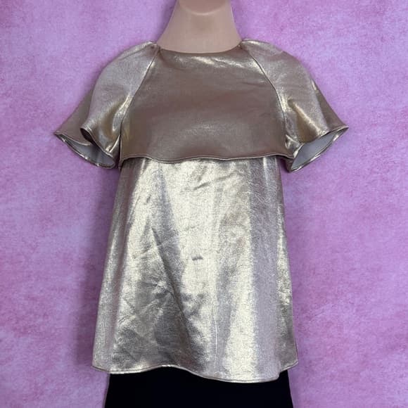 281. ZARA Metallic Gold Top Size 8 Kids - Thumbnail 9