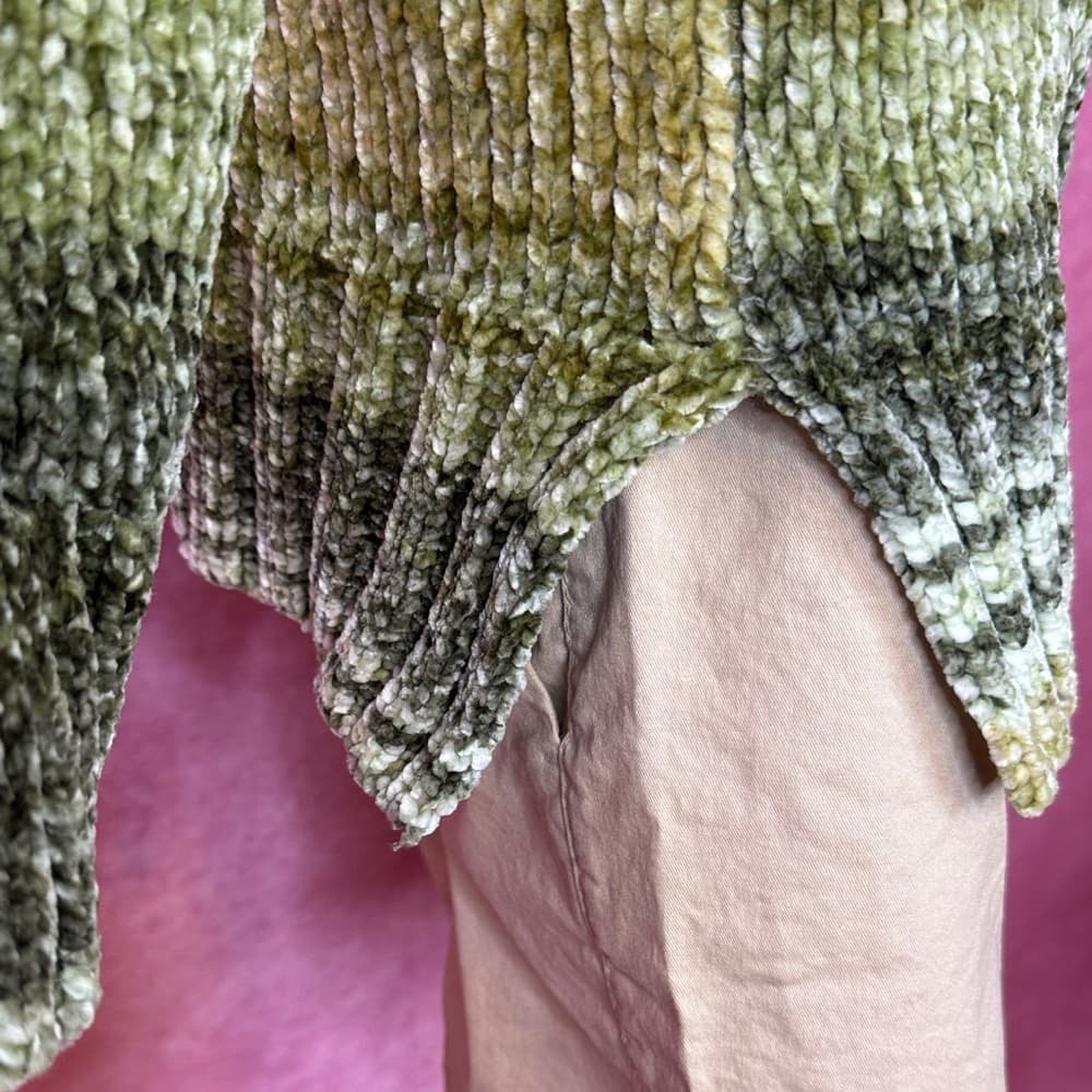 134. Style & Co Chenille Striped Sweater Green Multi PL - Thumbnail 5