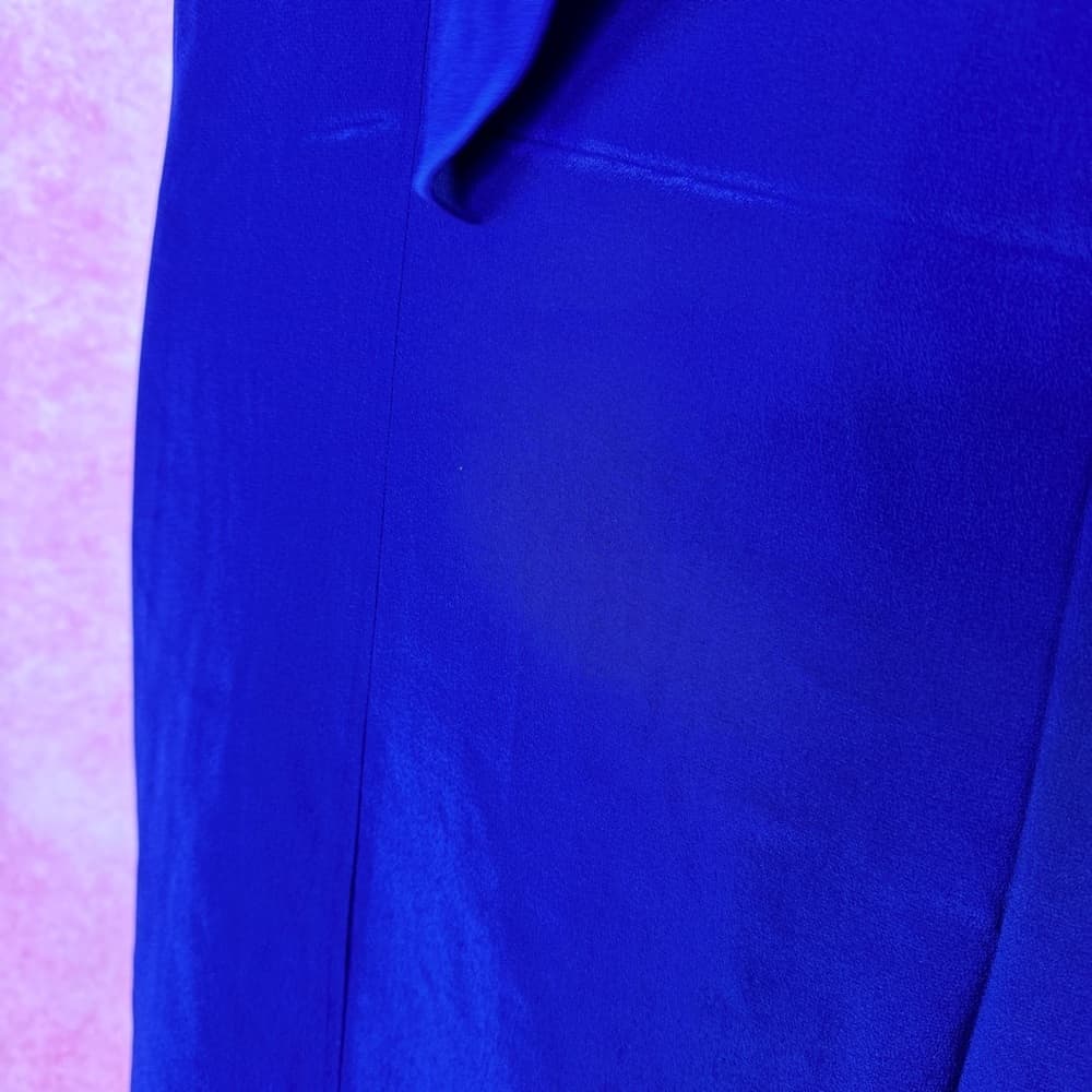 220. Anthropologie VA ET VIEN Silk Royal Blue Ruffle Halter Dress Size 4 - Thumbnail 6