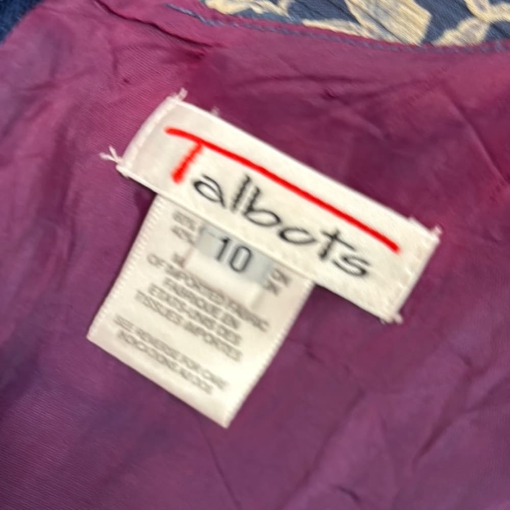 68. Talbots Navy Floral Midi Dress – Vintage-Inspired Charm Size 10
