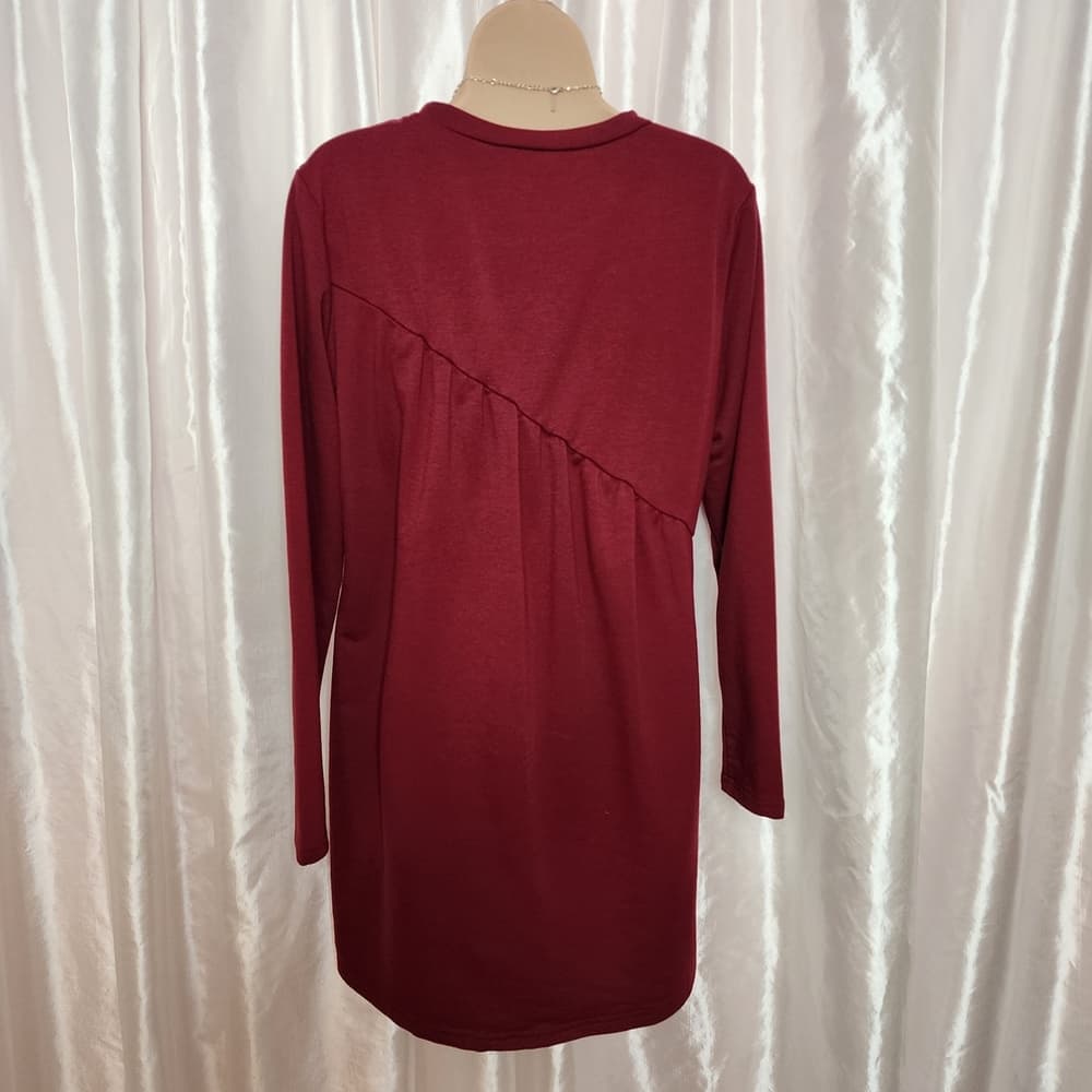 70. Pretty Garden Burgundy Mini Dress - Medium - Thumbnail 2